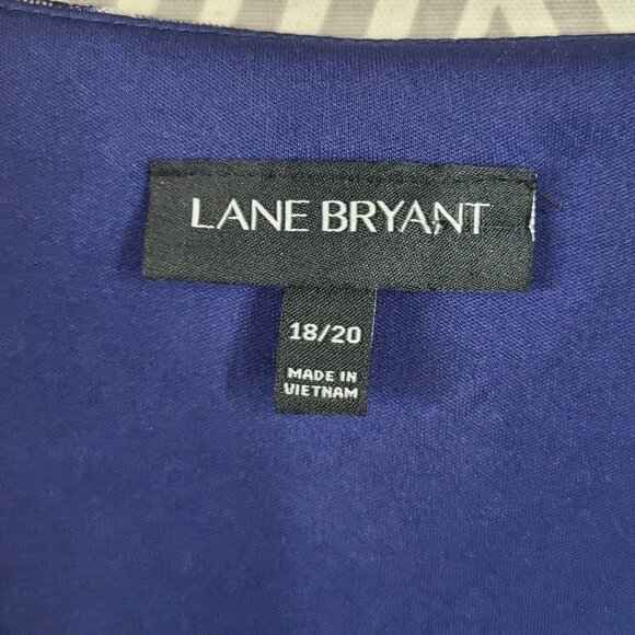 Lane Bryant Plus Size 18/20 2X Shirt Dress Floral Navy Ruffle Tiered Skirt Long - Picture 7 of 8